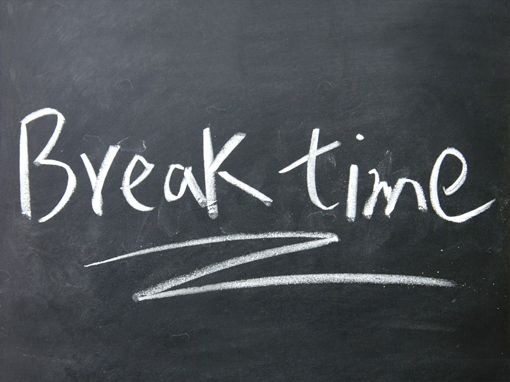 12-14img break time sign written with chalk on blackboard